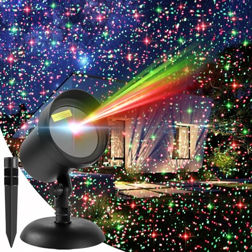 Outdoor Laser Projector Lights for Christmas, Red & Green Stars U46485