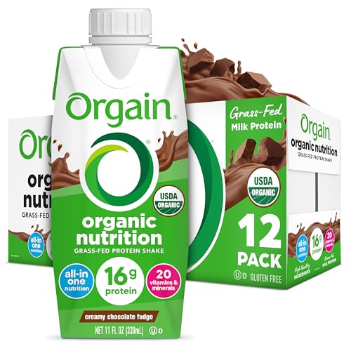 Organic Nutritional Protein Shake, Creamy Chocolate Fudge, 16g Whey Protein, 11 Fl Oz (12 Pack) H19601
