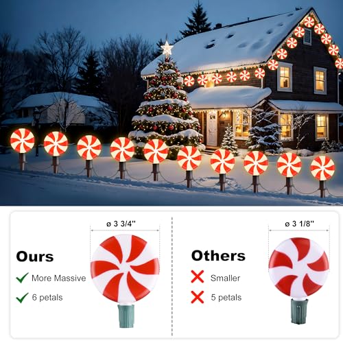 Unicorn Christmas Lollipop Pathway Lights, 10 LED Peppermint String Lights with Stakes M138626