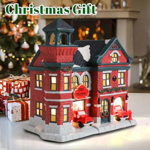 Ceramic Christmas Houses with Warm LED Light S1149