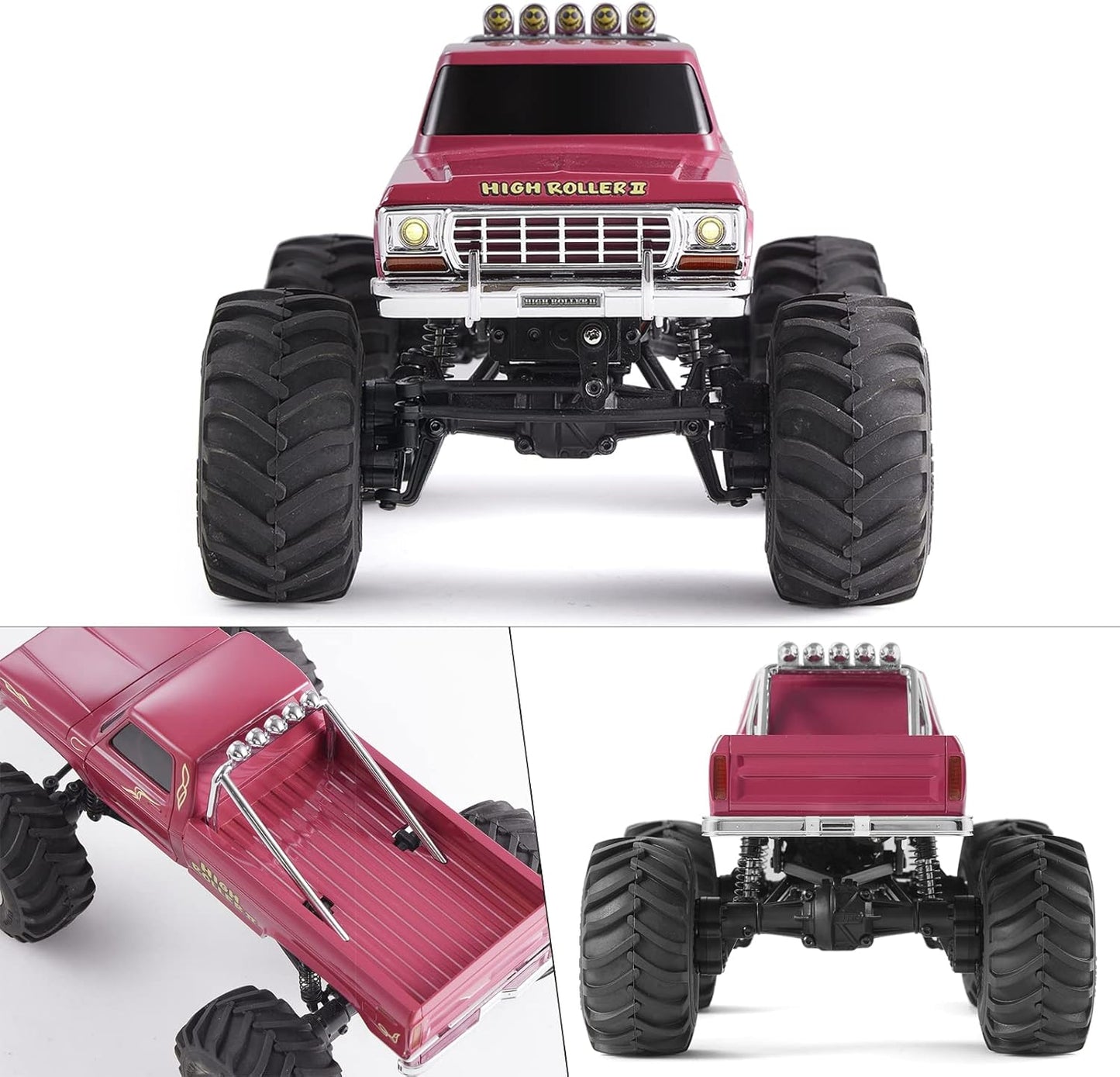 1/24 Monster RC Crawler Truck, 2 Speed Transmission, 2.4Ghz Remote Control, Red D183