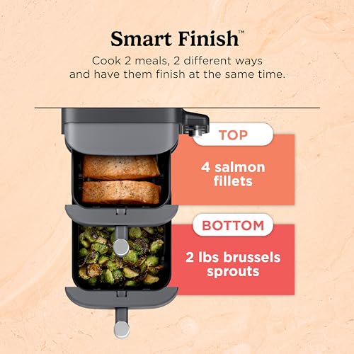 Air Fryer, 8 QT DoubleStack 2-Basket, 6-in-1, Roast & Bake, Dishwasher Safe N927