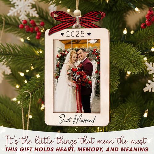 Christmas Ornament Picture Frame - Wooden Landscape Photo Frame for Tree U75225