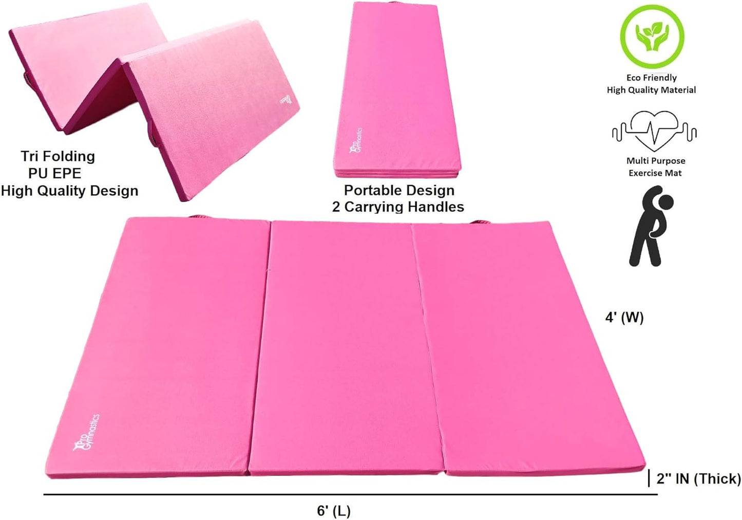 6'x4'x2 Extra Thick Folding Gymnastics Mat (Pink) H65599