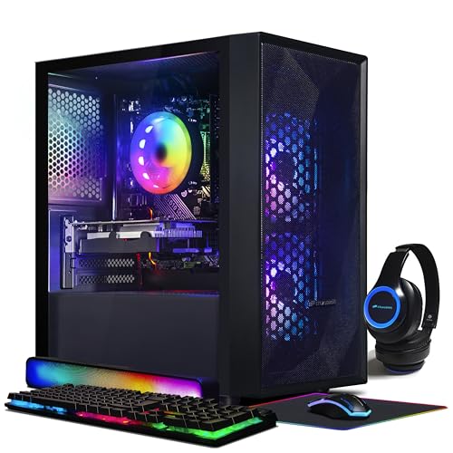 STGAubron Gaming Desktop PC, GeForce RTX 3060 Ti 8G, AMD Ryzen 7 5700X up to 4.6G, 32G DDR4, 1T SSD,WiFi,BT 5.0,RGB Fan x 7,RGB Keyboard&Mouse&Mouse Pad,RGB BT Sound Bar,RGB BT Gaming Mic,W11H64