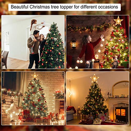Christmas Tree Topper Star Lighted 3D Pentagram with 10 Bulbs Plug In G721
