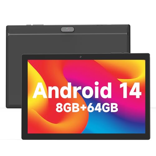 Tablet 10.1 inch Android 14 with Keyboard Case, Mouse, Stylus, 8GB+64GB, HD Touch Screen, Dual Camera, Wi-Fi, Blue W566112