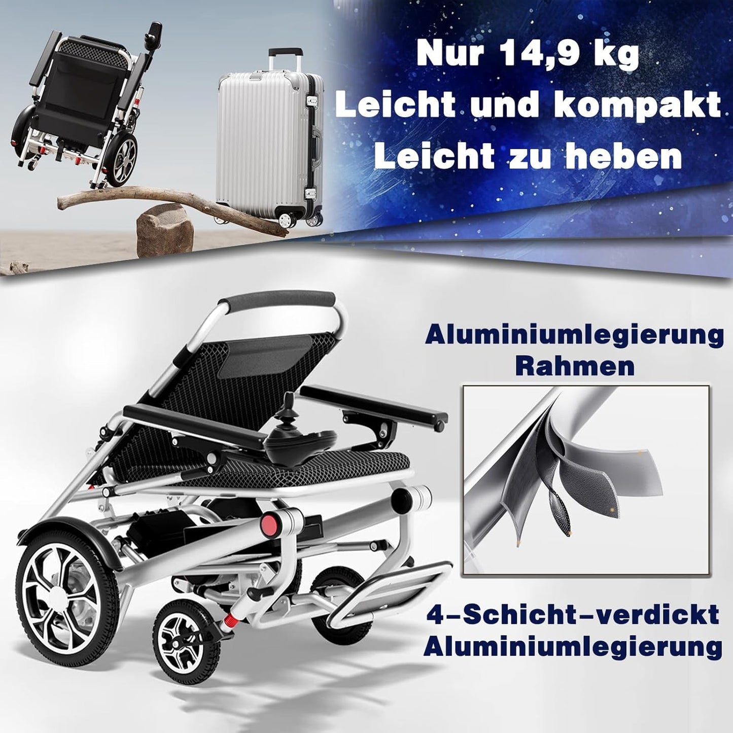 Electric Wheelchair for Adults Lightweight Foldable All Terrain K172877