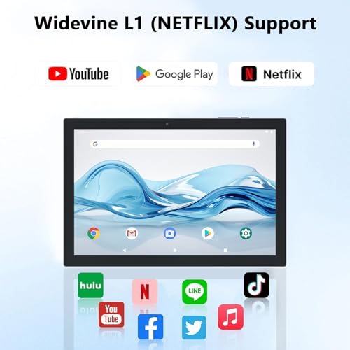 Tablet 10 Inch, 18GB RAM 128GB ROM, 2 in 1 with Keyboard Mouse Stylus K7381