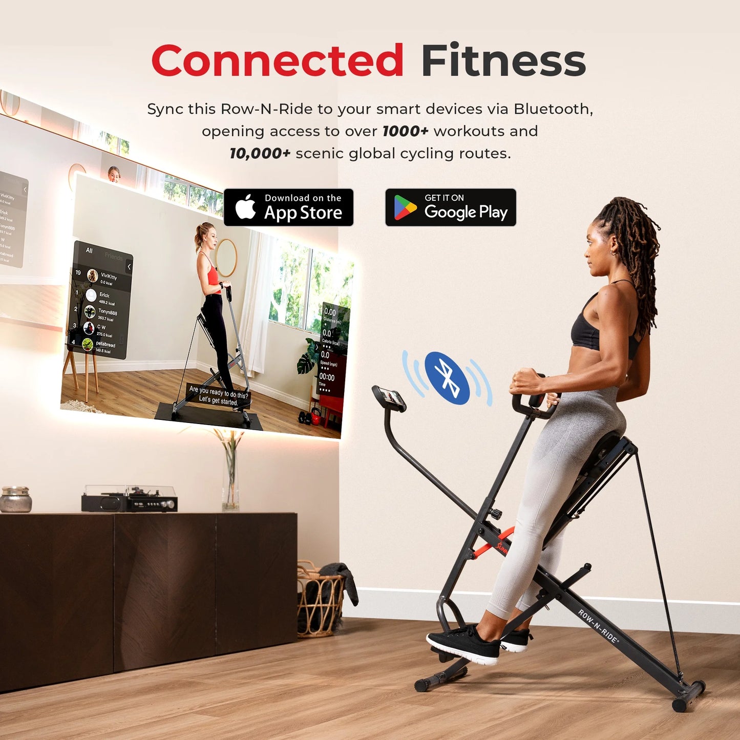 Smart Upright Row-N-Ride Exerciser with Adjustable Resistance, Foldable S743