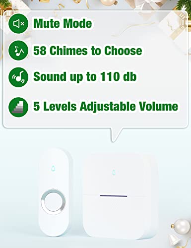 Wireless Doorbell with 2 Buttons and 2 Receivers, Waterproof, 1000ft Range Z6333