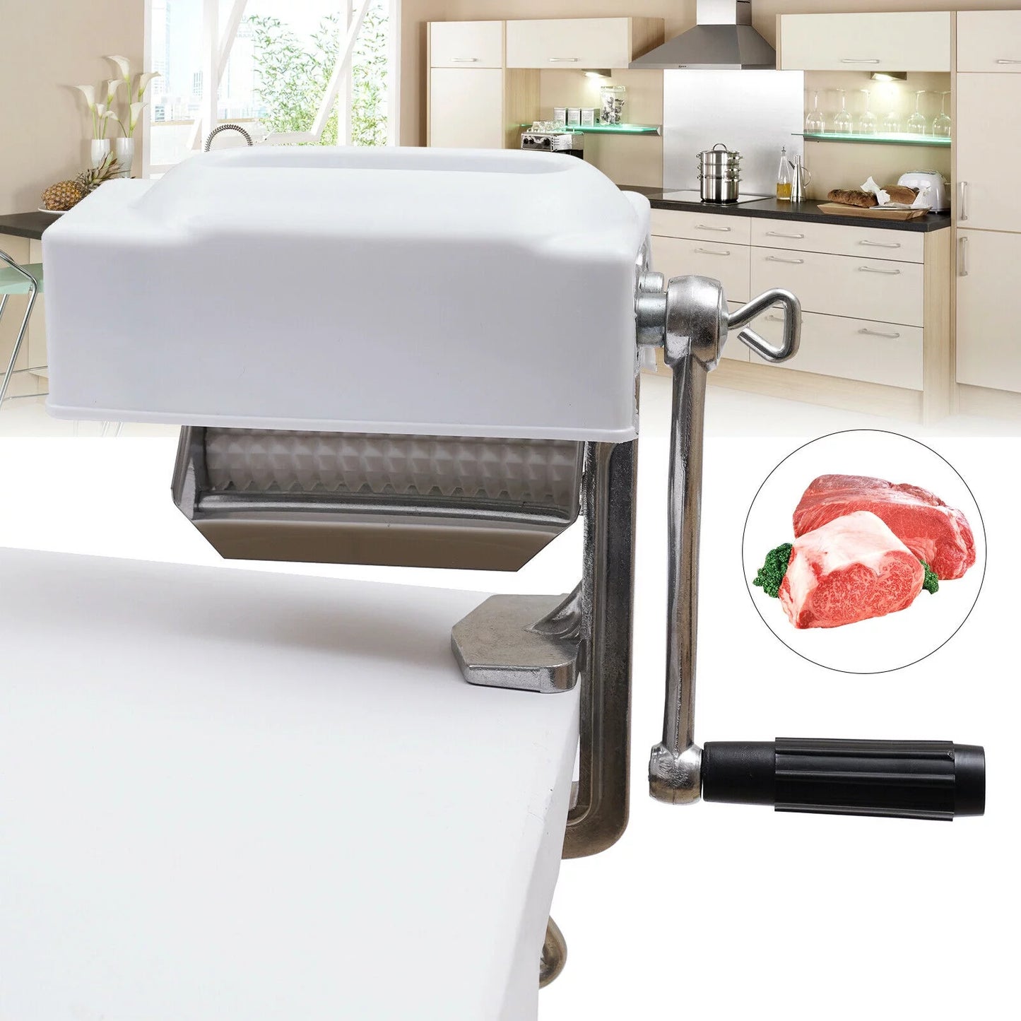 Meat Tenderizing Machine with 2 Rollers, Kitchen Tool for Steak and Pork A489