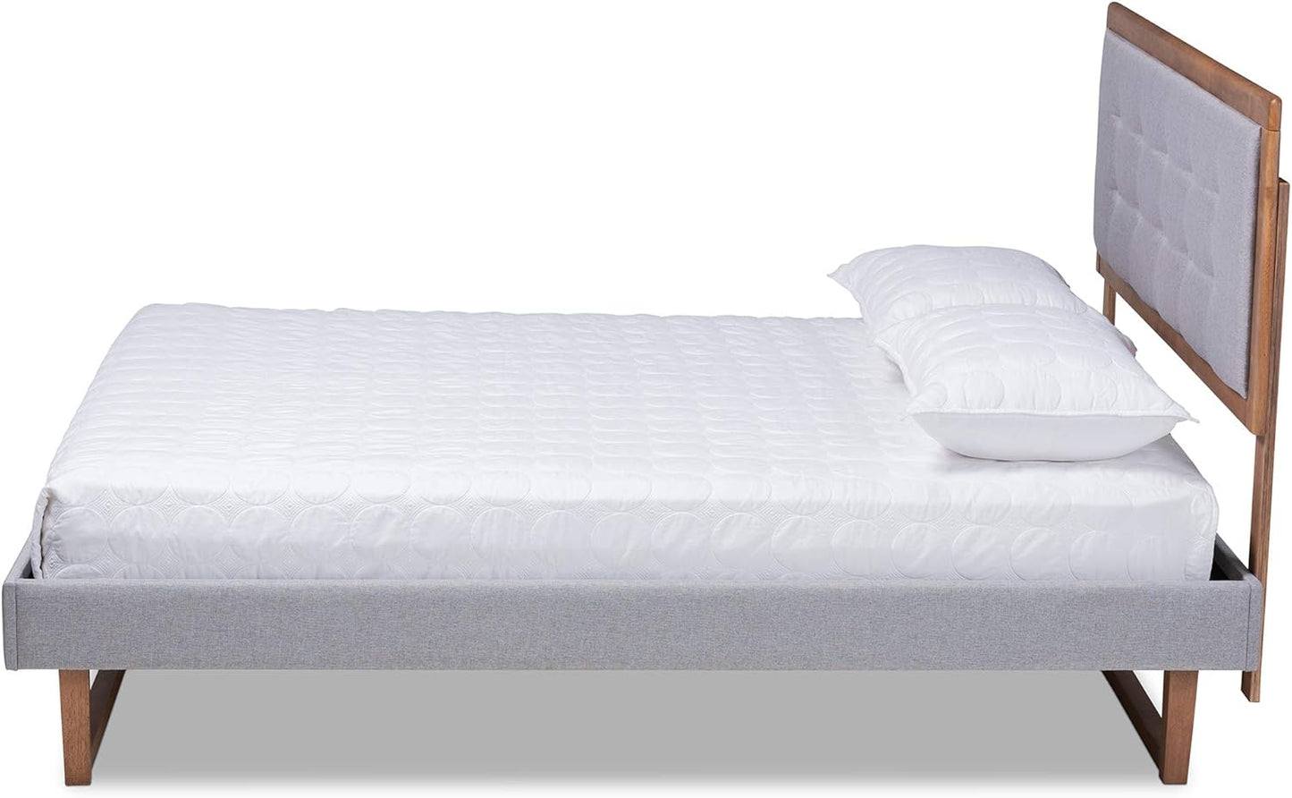 Full Platform Bed, Light Grey/Ash Walnut F85486