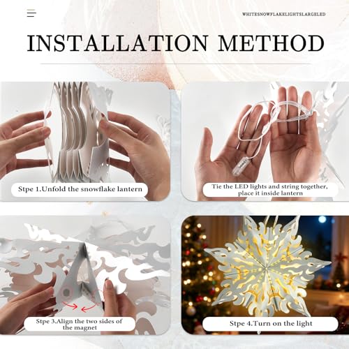 Christmas Paper Snowflake Lanterns with LED Lights for Holiday Party Decor Q23741