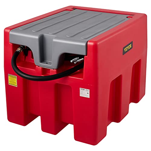 VEVOR Portable Diesel Tank, 58 Gallon Capacity & 10 GPM Flow Rate, Diesel Fuel Tank with 12V Electric Transfer Pump and 13.1ft Rubber Hose, PE Diesel Transfer Tank for Easy Fuel Transportation, Red