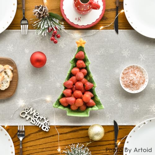 Snowman Christmas Birds Trees Table Runner, Winter Holiday Kitchen Dining Table Decoration, 13 x 72 Inch Z2031