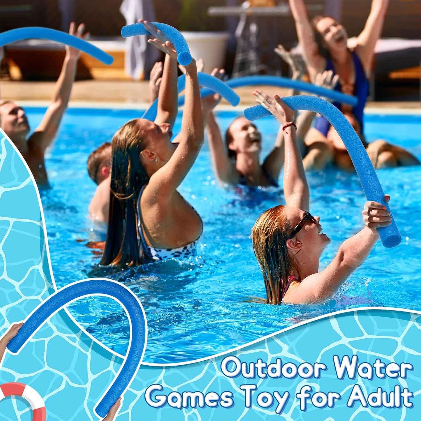 Jumbo Swimming Pool Noodle Foam 55 Inch x 3.5 Inch for Summer Adults Kids Floating Water Craft Projects, Blue E2062