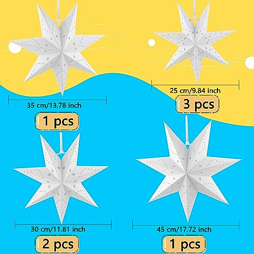 7 Pack 3D Hanging Paper Star Lanterns for Christmas Party Home Decor T9849