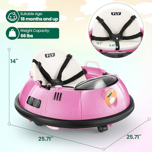 Kids Bumper Car with Remote Control, 360 Degree Spin, Pink Q822526