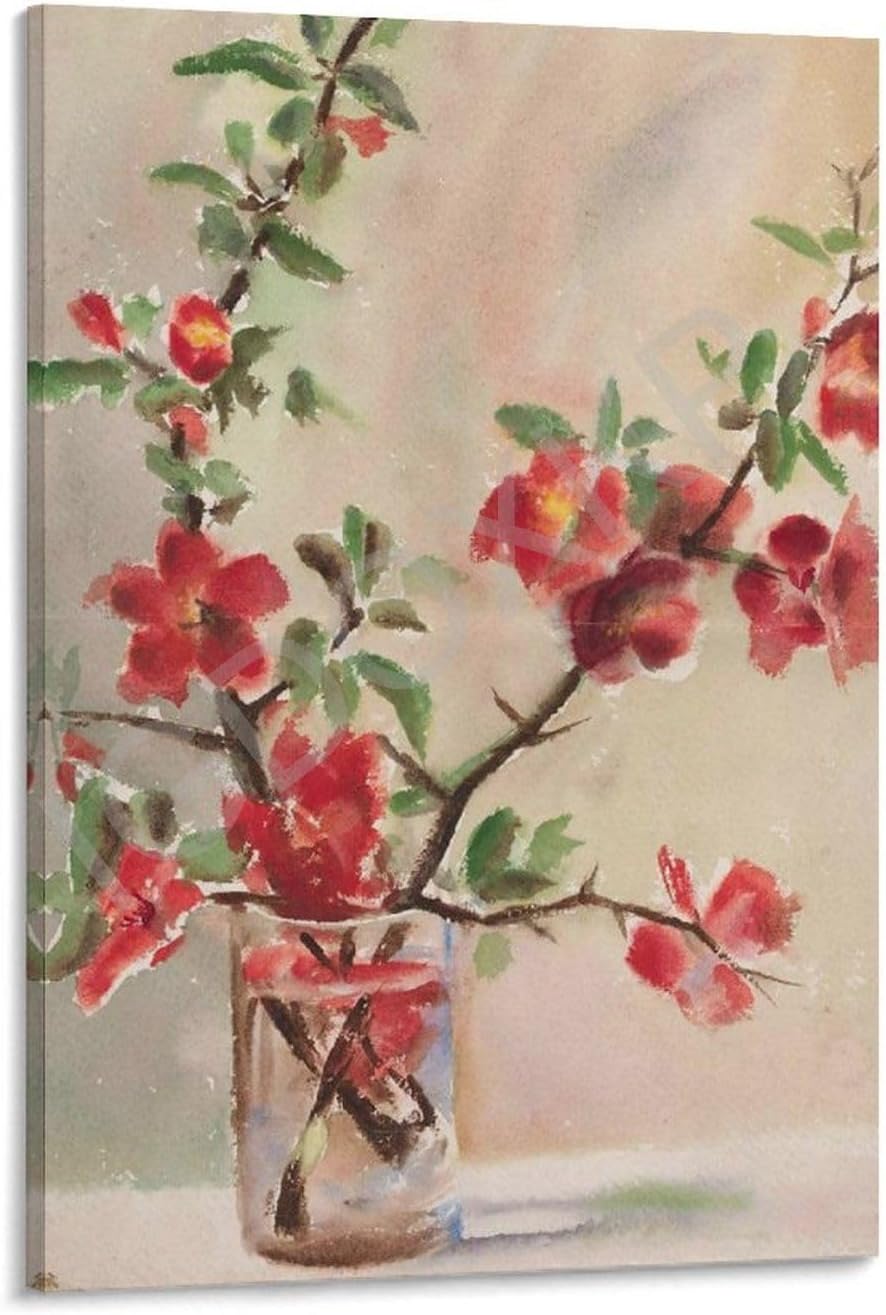 Georgia O'Keeffe Vase Illustration Poster Flower Painting Poster Canvas Painting Posters and Prints Wall Art Pictures for Living Room Bedroom Decor 08x12inch(20x30cm) Frame-Style