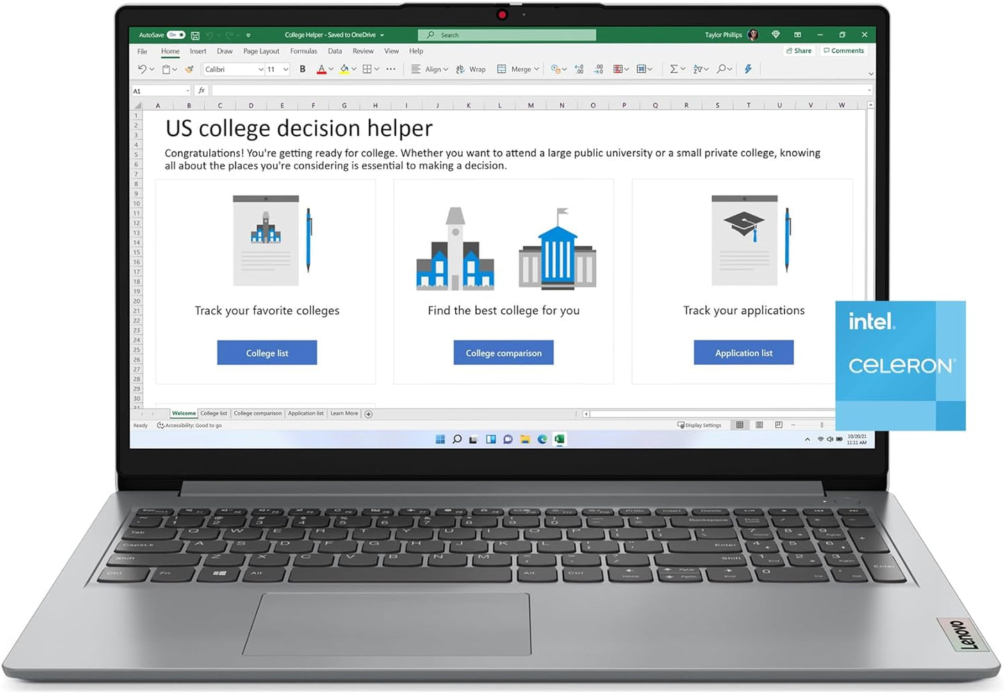 Lenovo IdeaPad 1i - (2023) - Everyday Laptop Computer - Windows 11-15.6" FHD - 4GB Memory - 128GB Storage - Intel Celeron N4500 - Cloud Grey