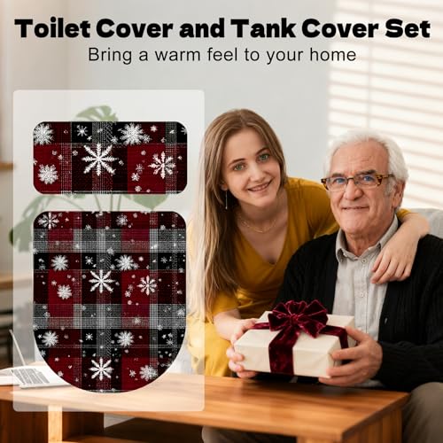 Christmas Toilet Lid Cover, Washable Bathroom Accessory O828
