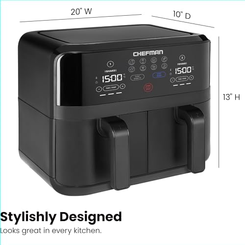 6 Quart Dual Basket Air Fryer with Digital Touchscreen D53063