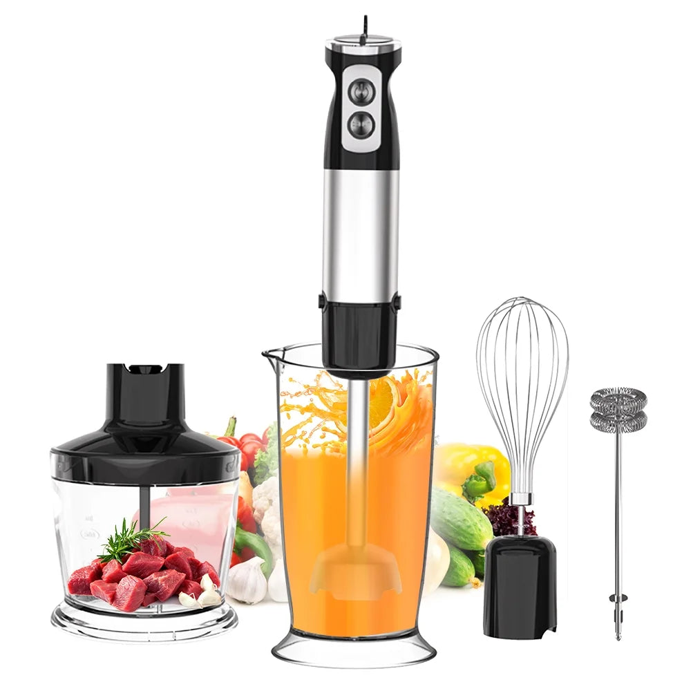 500W Handheld Blender with Whisk, Grinding Cup and Juicer B6326