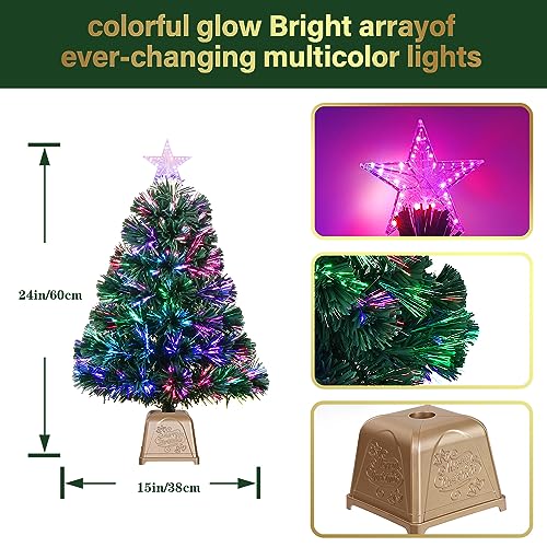 Green Fiber Optic Christmas Tree, Pre-Lit Tabletop Mini Xmas Tree J347465
