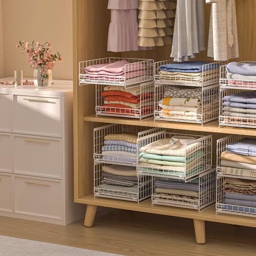 Sliding Closet Organizer with Drawer Storage Shelves, Stackable Bins for Clothes, Black R5998