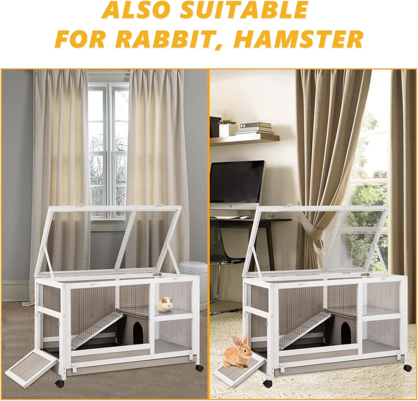 Guinea Pig Cage with Wheels and Pull Out Tray F827565