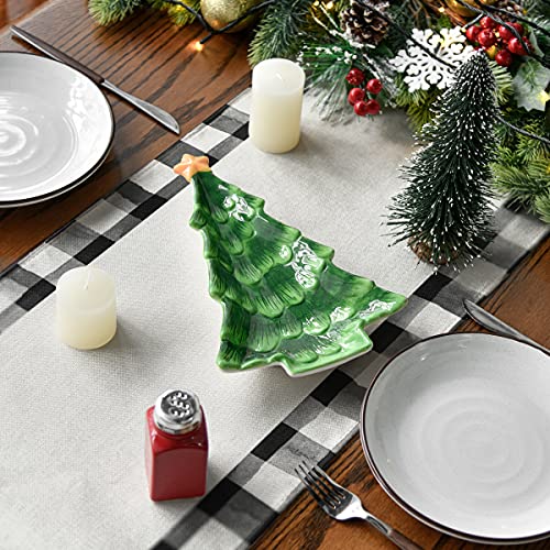 Buffalo Plaid Christmas Trees Table Runner, Winter Holiday Kitchen Dining Decor, 13 x 108 Inch A940