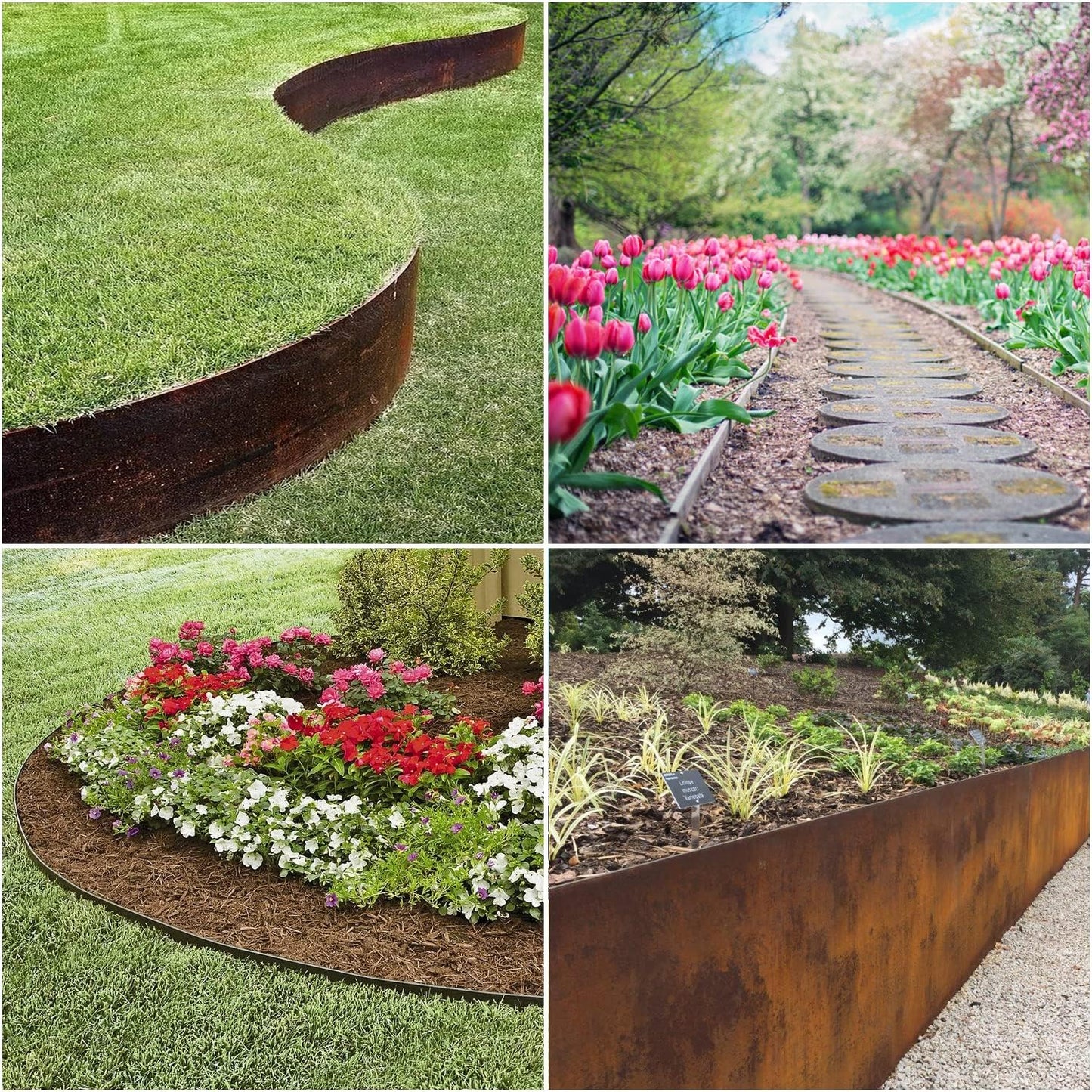 6 Pack Steel Lawn Edging, Pre-Rusted Cor-Ten Steel, 40 inch Strips, 6 inch Depth J92118
