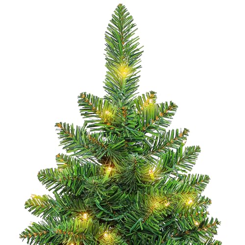 2ft Pre Lit Artificial Mini Christmas Tree with 50 LED Warm Lights L2578