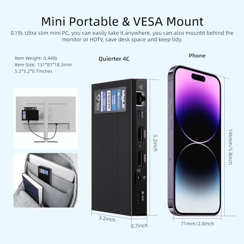 Fanless Mini PC Windows 11 Pro 16GB RAM 512GB ROM W398078