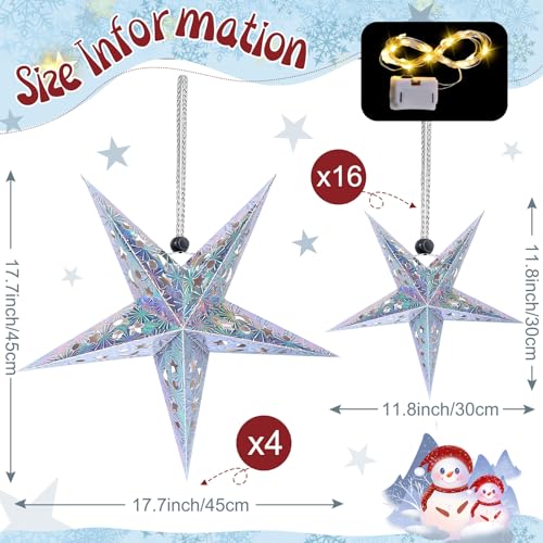 Christmas Paper Star Lanterns with LED Lights Hanging Decor W2538