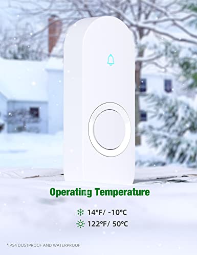 Wireless Doorbell with 2 Buttons and 2 Receivers, Waterproof, 1000ft Range Z6333