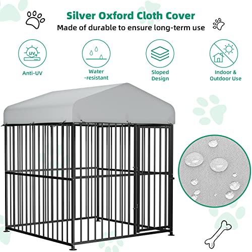 Outdoor Dog Kennel with Heavy Duty Metal Frame and Waterproof Cover G8911