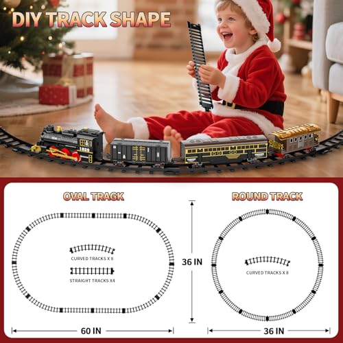Electric Train Set for Kids with Smoke, Light and Sound, DIY Track Building Toy V61635