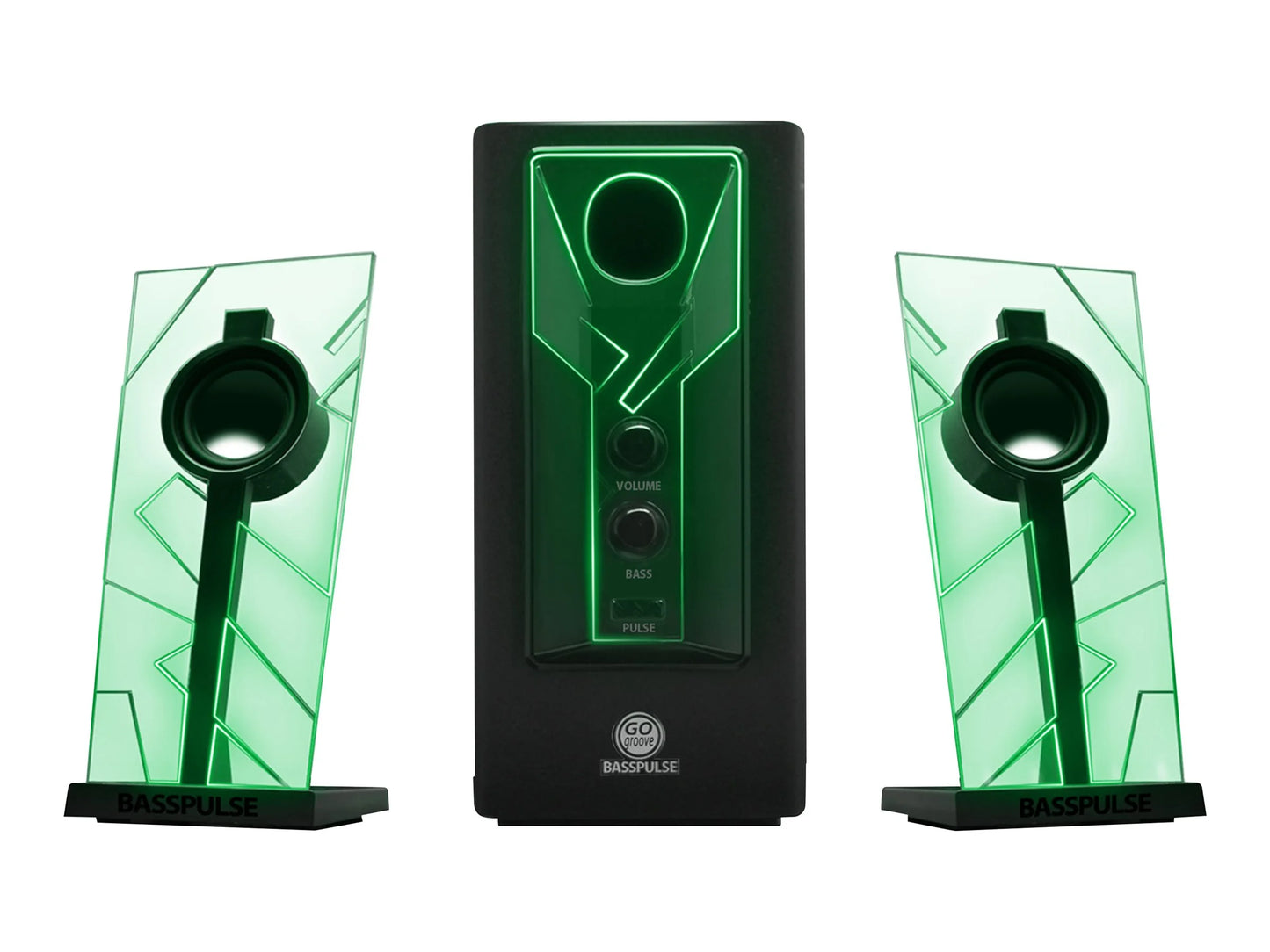 Computer Speakers with Stereo Sound and Green LED Glow I7798