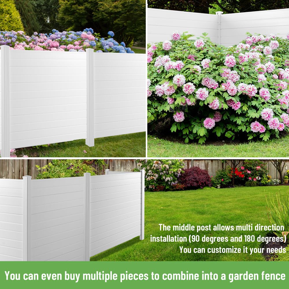 Fence Screen Kit, Vinyl Outdoor Privacy Panels with Metal Stake, White, 2 Panels Z87631