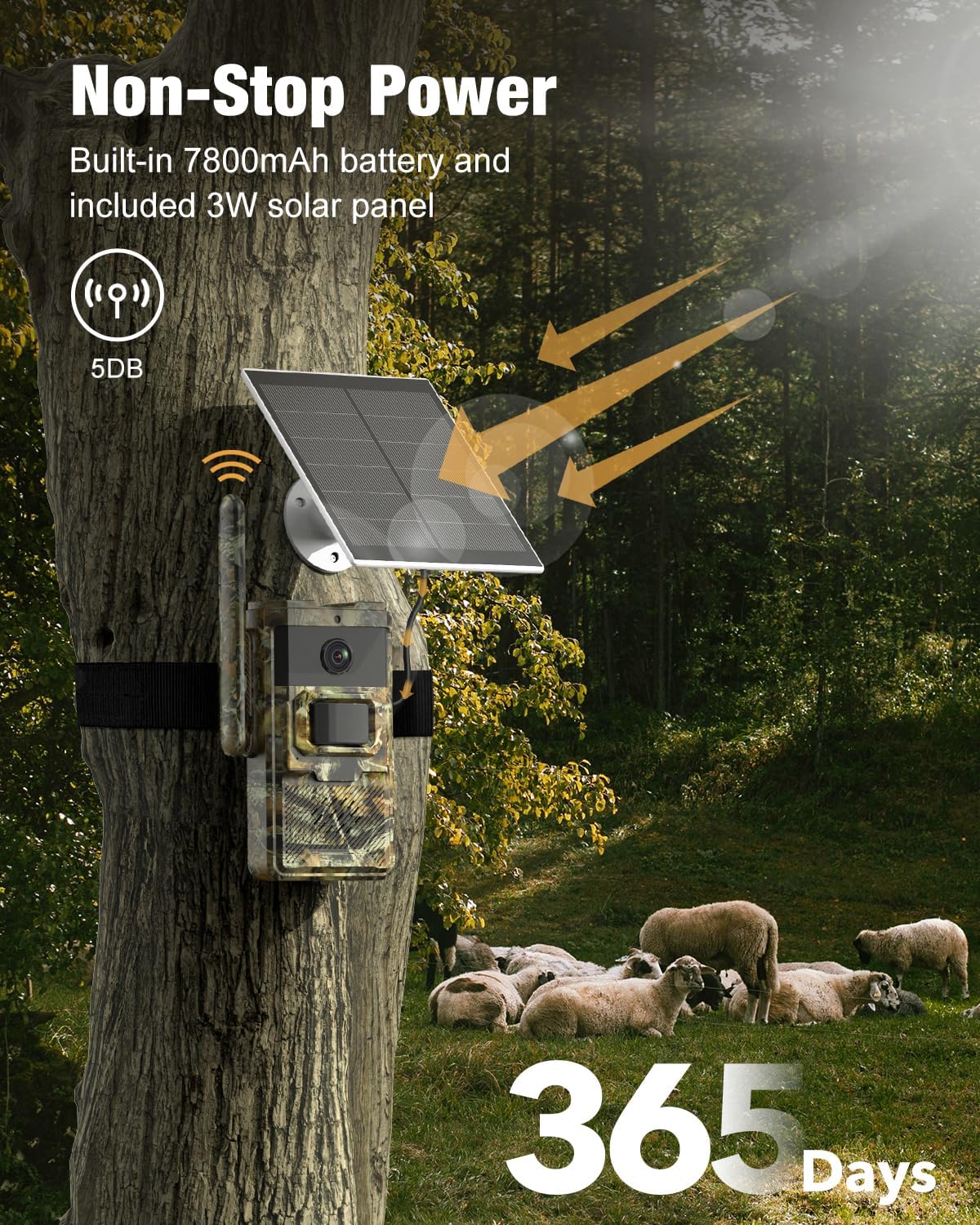 Solar Powered 4G LTE Cellular Trail Camera with 4K Live Video and App Control P87528