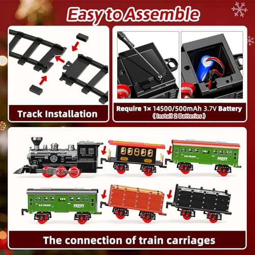Electric Train Set for Kids with Smoke, Light and Sound, DIY Track Building Toy V61635