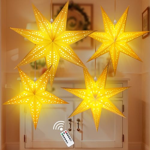 Christmas Paper Snowflake Lanterns with LED Lights for Holiday Party Decor Q23741