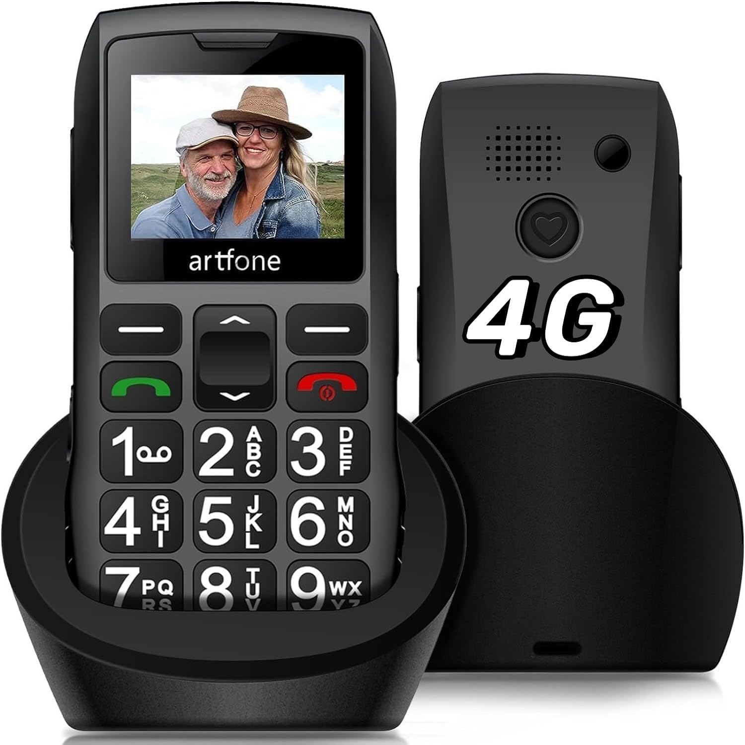 4G SIM-Free Mobile Phone for The Elderly with Big Button, LTE Unlocked Easy to Use Basic Senior Phones with SOS Function,Loud Volume,1400 mAh,Single SIM Slot,Charging Dock and Flashlight