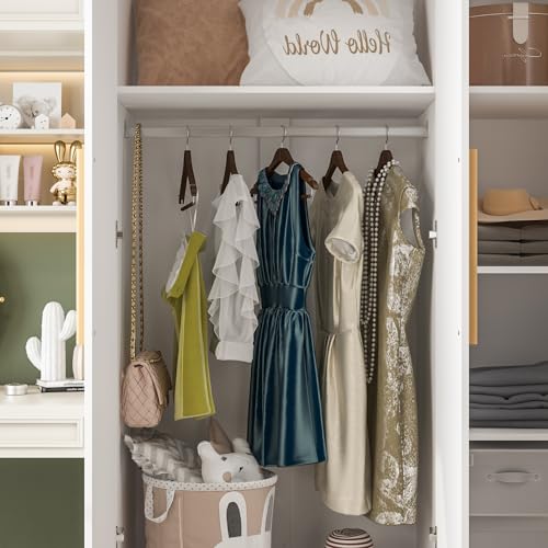Large Armoire Wardrobe with 3 Doors and Hanging Space, White Q9874