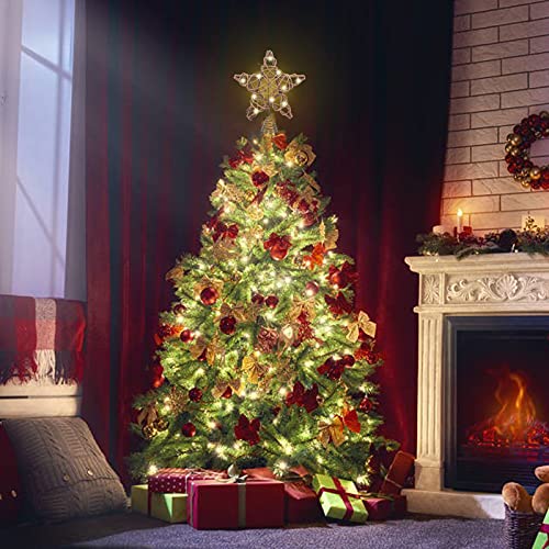 Christmas Tree Topper Star with Warm White Light, 8.7 Inch Q202
