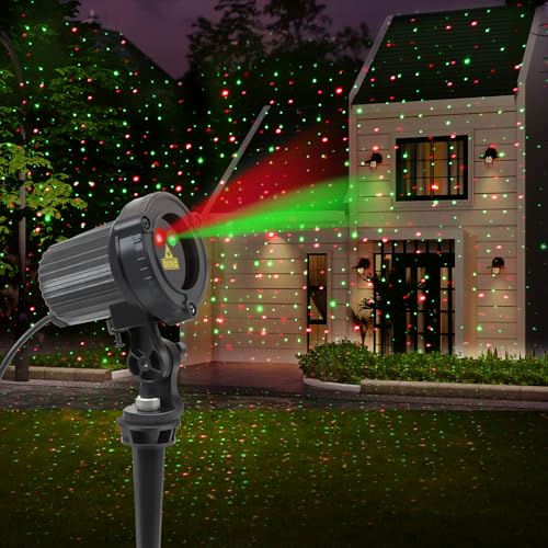 Laser Christmas Projector Lights Outdoor, Red and Green Stars, IP65 Waterproof H73494