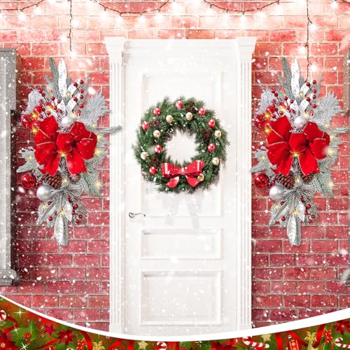 Prelit Teardrop Christmas Swag 24 Inch for Stair Window Wall Decor L4230