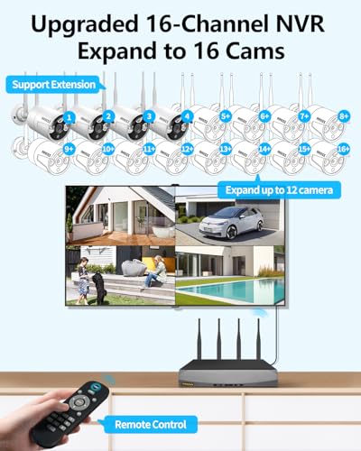Wireless Security Camera System with 2TB Hard Drive, 4 Cameras, Night Vision Y851678